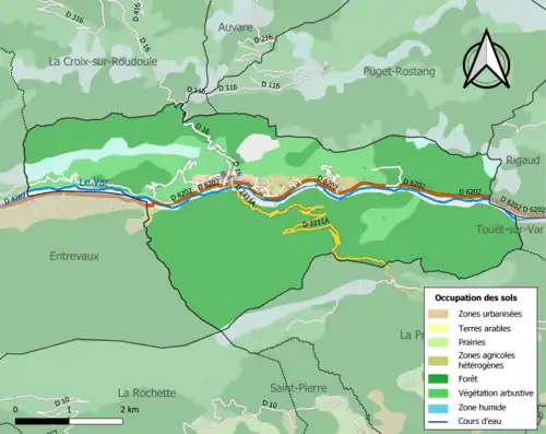 Carte en couleurs présentant l'occupation des sols.