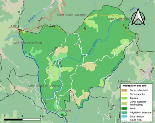 Carte en couleurs présentant l'occupation des sols.