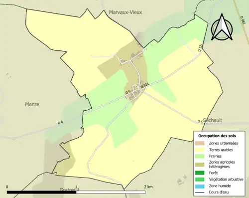 Carte en couleurs présentant l'occupation des sols.