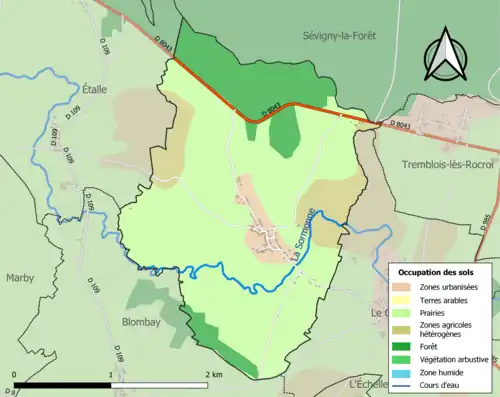 Carte en couleurs présentant l'occupation des sols.