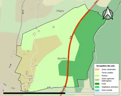 Carte en couleurs présentant l'occupation des sols.