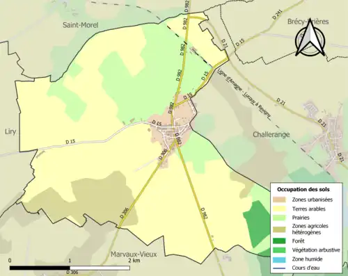 Carte en couleurs présentant l'occupation des sols.