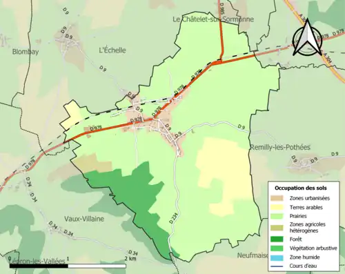 Carte en couleurs présentant l'occupation des sols.