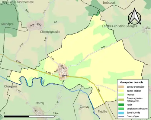 Carte en couleurs présentant l'occupation des sols.