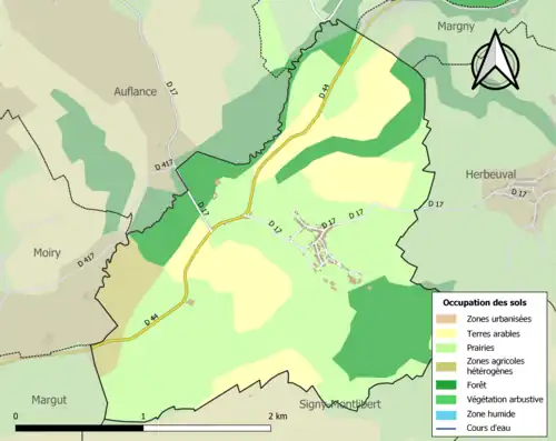 Carte en couleurs présentant l'occupation des sols.