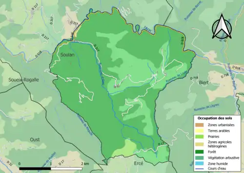Carte en couleurs présentant l'occupation des sols.