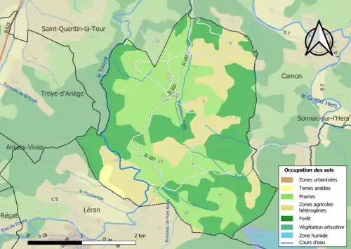 Carte en couleurs présentant l'occupation des sols.