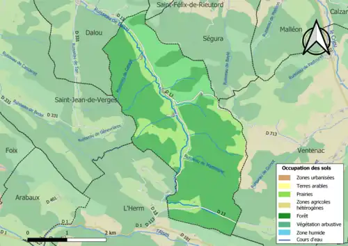 Carte en couleurs présentant l'occupation des sols.