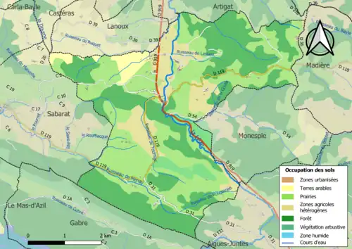 Carte en couleurs présentant l'occupation des sols.