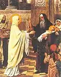 La prophétie de Syméon sur l'Enfant Jésus (Lc 2,34-35).