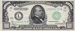 Avers d'un billet de 1000 dollars américains, type 1934