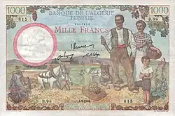 Avers d'un billet de 1 000 francs (1946).