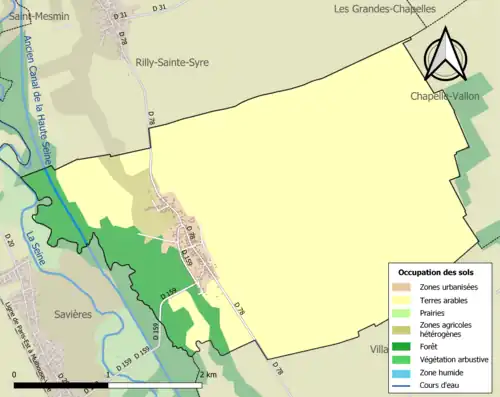 Carte en couleurs présentant l'occupation des sols.