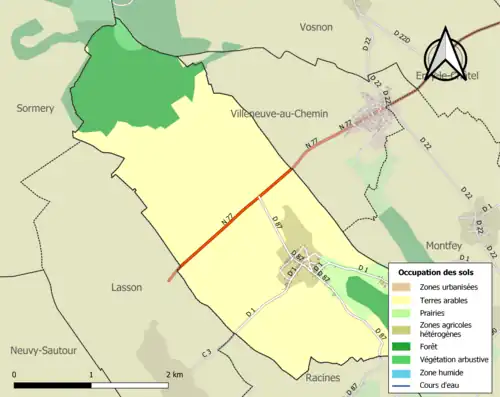 Carte en couleurs présentant l'occupation des sols.