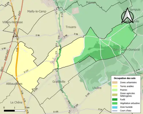 Carte en couleurs présentant l'occupation des sols.