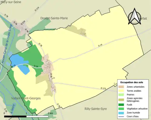 Carte en couleurs présentant l'occupation des sols.