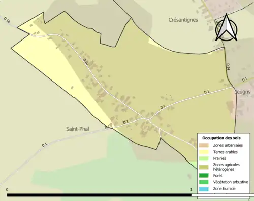 Carte en couleurs présentant l'occupation des sols.