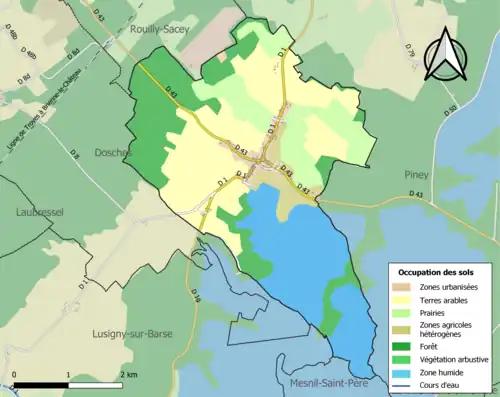 Carte en couleurs présentant l'occupation des sols.