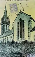 L'église Notre-Dame-des-Fleurs au début du XXe&nbsp;siècle (avant sa destruction pendant la Seconde Guerre mondiale).