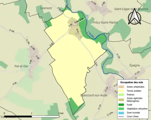 Carte en couleurs présentant l'occupation des sols.