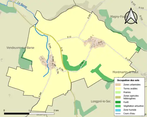 Carte en couleurs présentant l'occupation des sols.