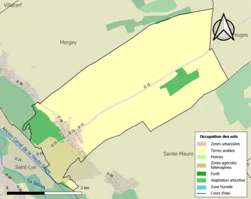 Carte en couleurs présentant l'occupation des sols.