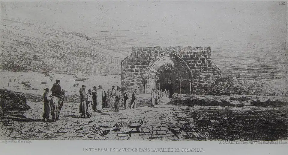 Le tombeau de la Vierge dans la vallée de Josaphat, 1872, eau-forte (12x23)