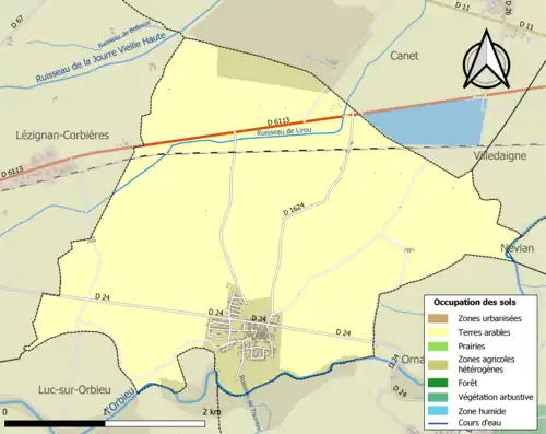 Carte en couleurs présentant l'occupation des sols.