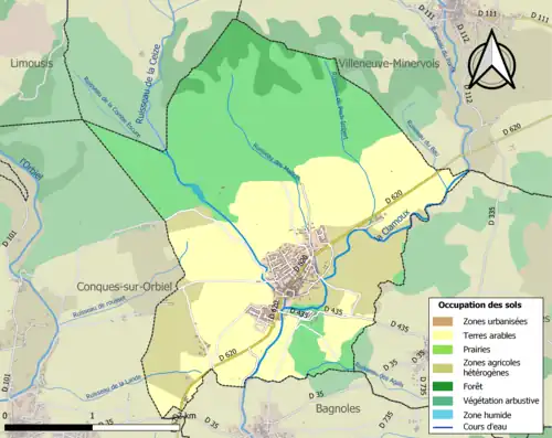 Carte en couleurs présentant l'occupation des sols.