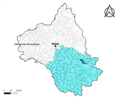 Aguessac dans l'arrondissement de Millau en 2020.