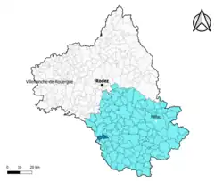 Brasc dans l'arrondissement de Millau en 2020.