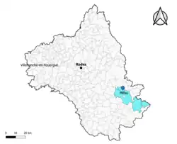 Compeyre dans le canton de Millau-2 en 2020.