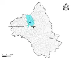 Marcillac-Vallon dans l'intercommunalité en 2020.