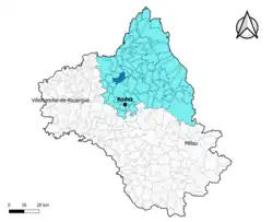 Mouret dans l'arrondissement de Rodez en 2020.