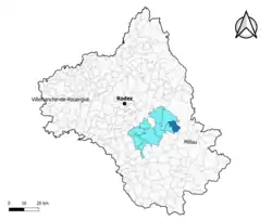 Saint-Léons dans l'intercommunalité en 2020.