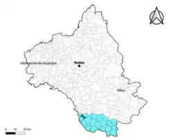 Saint-Sernin-sur-Rance dans l'intercommunalité en 2020.