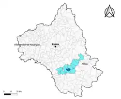 Saint-Victor-et-Melvieu dans l'intercommunalité en 2020.