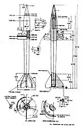 Écorché d'un obus-flèche 3BM15 de 125&nbsp;mm. Entré en dotation en 1972, il est intégralement en acier maraging à l'exception de son noyau en carbure de tungstène.