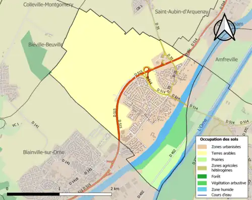 Carte en couleurs présentant l'occupation des sols.
