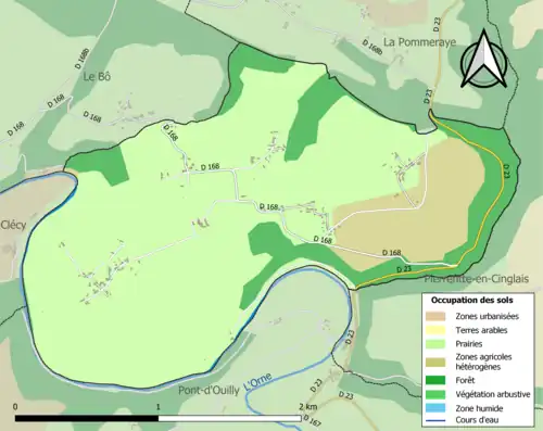 Carte en couleurs présentant l'occupation des sols.