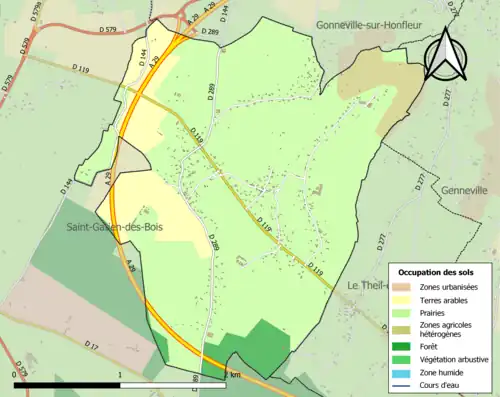 Carte en couleurs présentant l'occupation des sols.