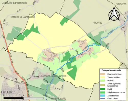 Carte en couleurs présentant l'occupation des sols.