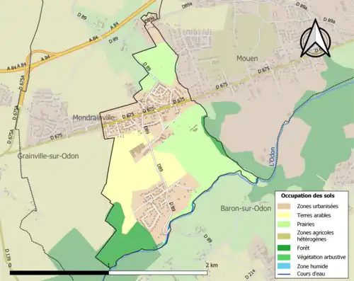 Carte en couleurs présentant l'occupation des sols.