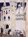 Florence accueillant les pauvres de Sienne, f.58r