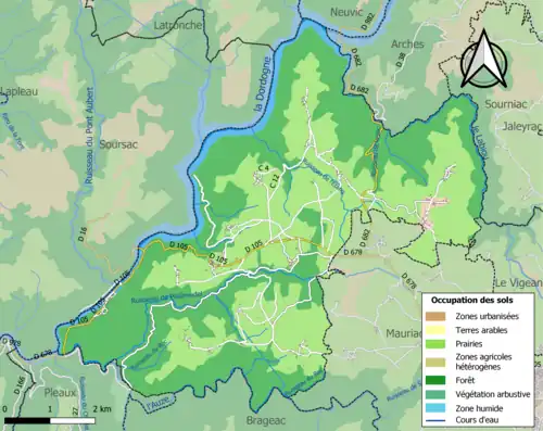 Carte en couleurs présentant l'occupation des sols.