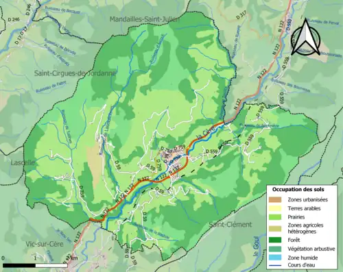 Carte en couleurs présentant l'occupation des sols.
