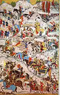 Soliman le Magnifique (1494-1566, r. 1520-1566) à la bataille de Mohács (1526) contre Louis II Jagellon