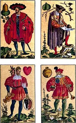 Carte d’un jeu allemand gravé en 1545 (en bas à gauche).