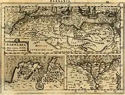 Carte de 1630 situant Biledulgerid au sud du Maroc.