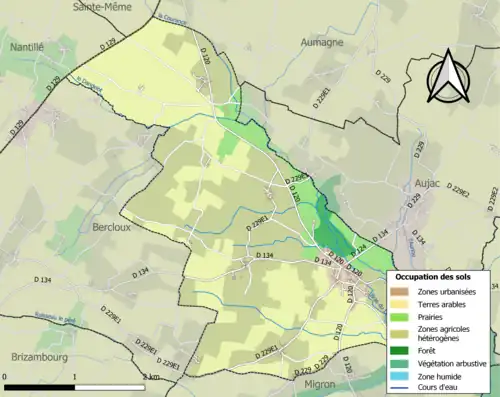 Carte en couleurs présentant l'occupation des sols.